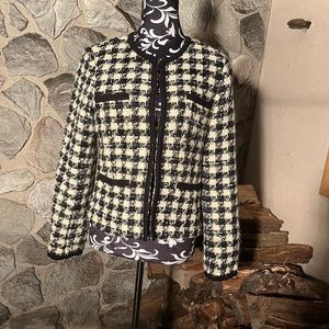 Lord & Taylor Black and Cream Blazer 10